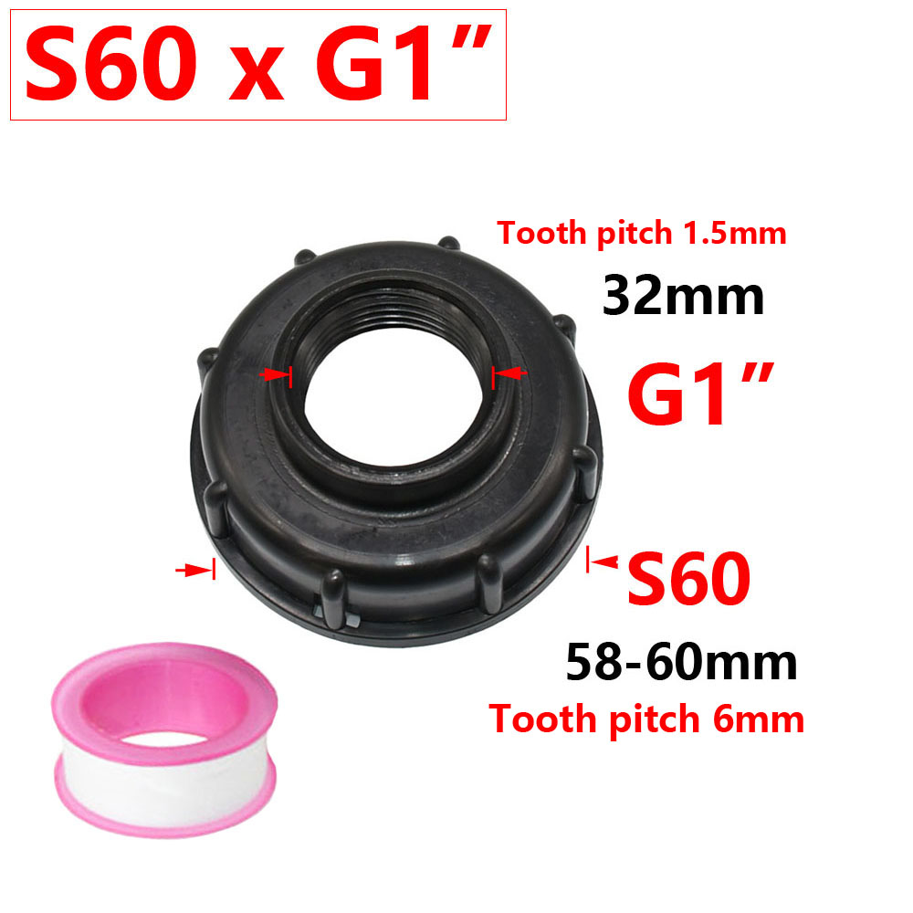 IBC Tank Tap Adapter S60X6 Coarse Thread Garden Quick Connect Faucet Alloy Tank Tap 1000 Liter Ibc Tank Accessory Valve Fitting: Silver