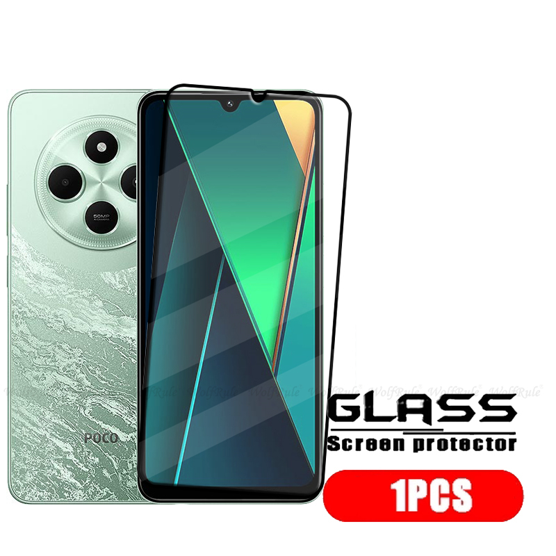 4 Uds para Poco C75 vidrio Xiaomi Poco C75 vidrio templado 9H HD protección de teléfono pegamento de cubierta completa para Protector de pantalla Poco C75 C 75: ROSE