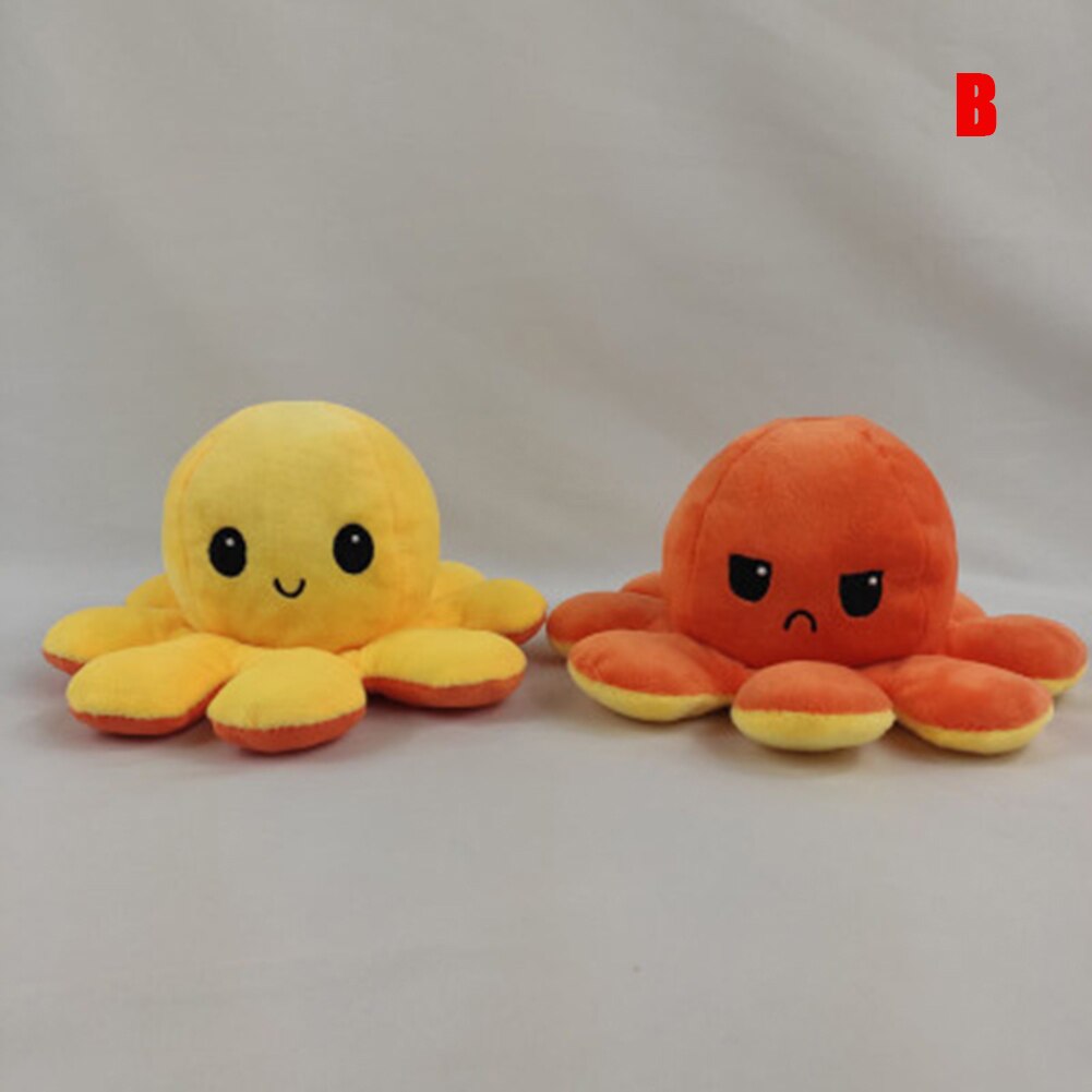 Cute Octopus Plush Toys Double-sided Flip Octopus Soft Reversible Stuffed Octopus for Kids Family Friends SCI8: b