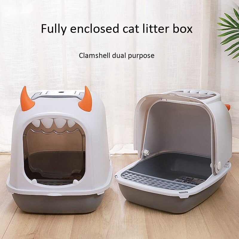 Grand Chat Litière Entièrement Clos Chats Toilettes Flip Type Résistant Aux Odeurs et Aux Éclaboussures Chats Litière Bassin