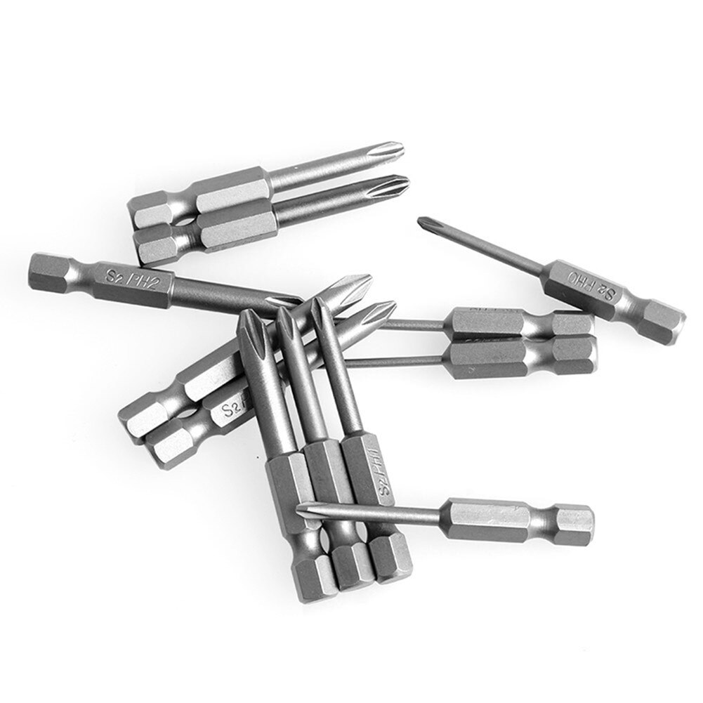 Adaptateur de douille à Impact pour outils électriques, embouts de tournevis cruciforme à tige hexagonale magnétique S2 en acier allié PH 50mm 1/4 pouces 12 pièces