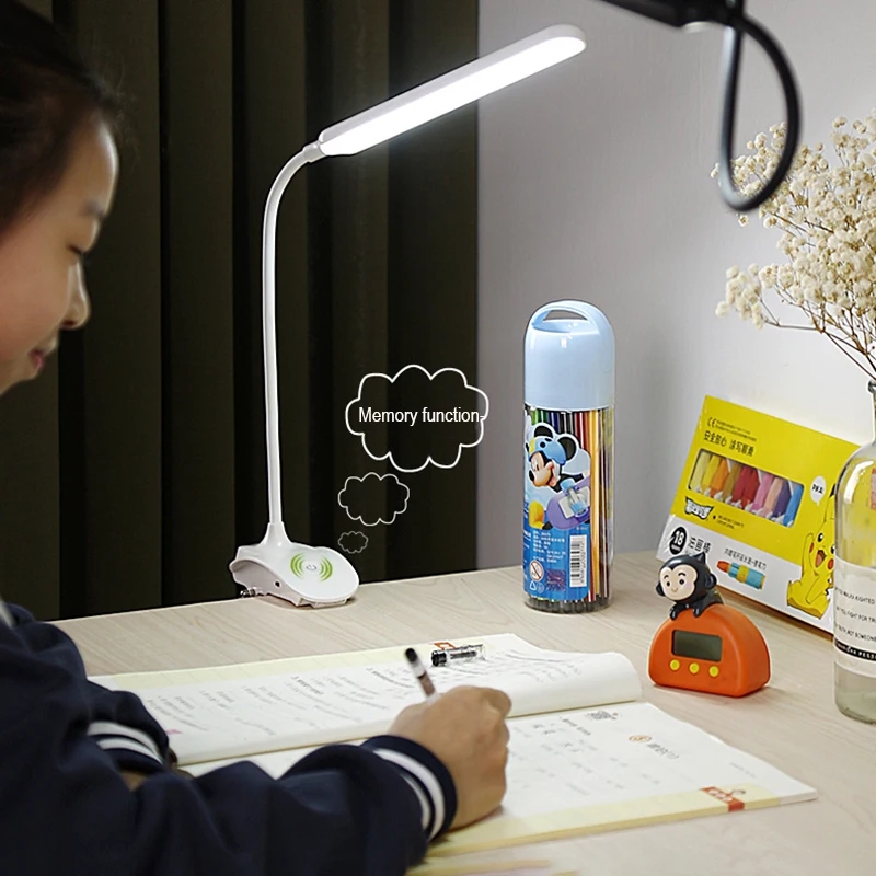 Lámpara led de clip de carga USB, protección ocular, pequeña lámpara de escritorio para estudiantes, lectura de escritorio, lámpara de clip de carga, lámpara de mesita de noche para dormitorio