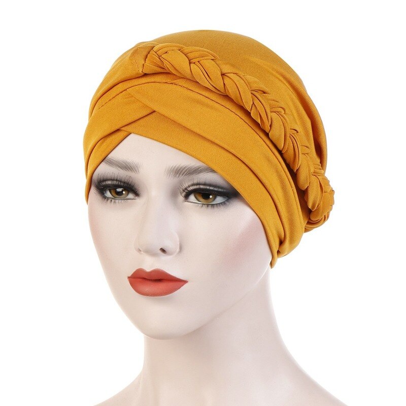 Vrouwen Dames Moslim Haaruitval Stretch Tulband Caps Kanker Chemo Hoed Effen Kleur Braid Head Sjaal Beanie Bonnet