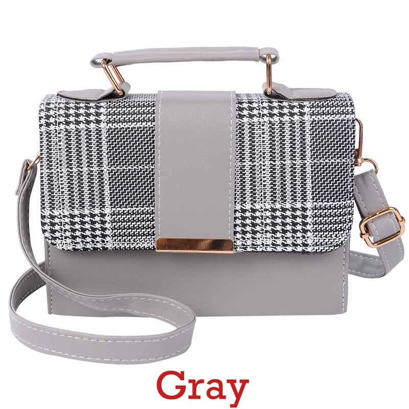 Mode Meisje Schoudertas Vrouwen Tas Lederen Crossbody Tassen Portemonnee Decoratieve Tas Dames Portemonnee Messenger: gray and grid