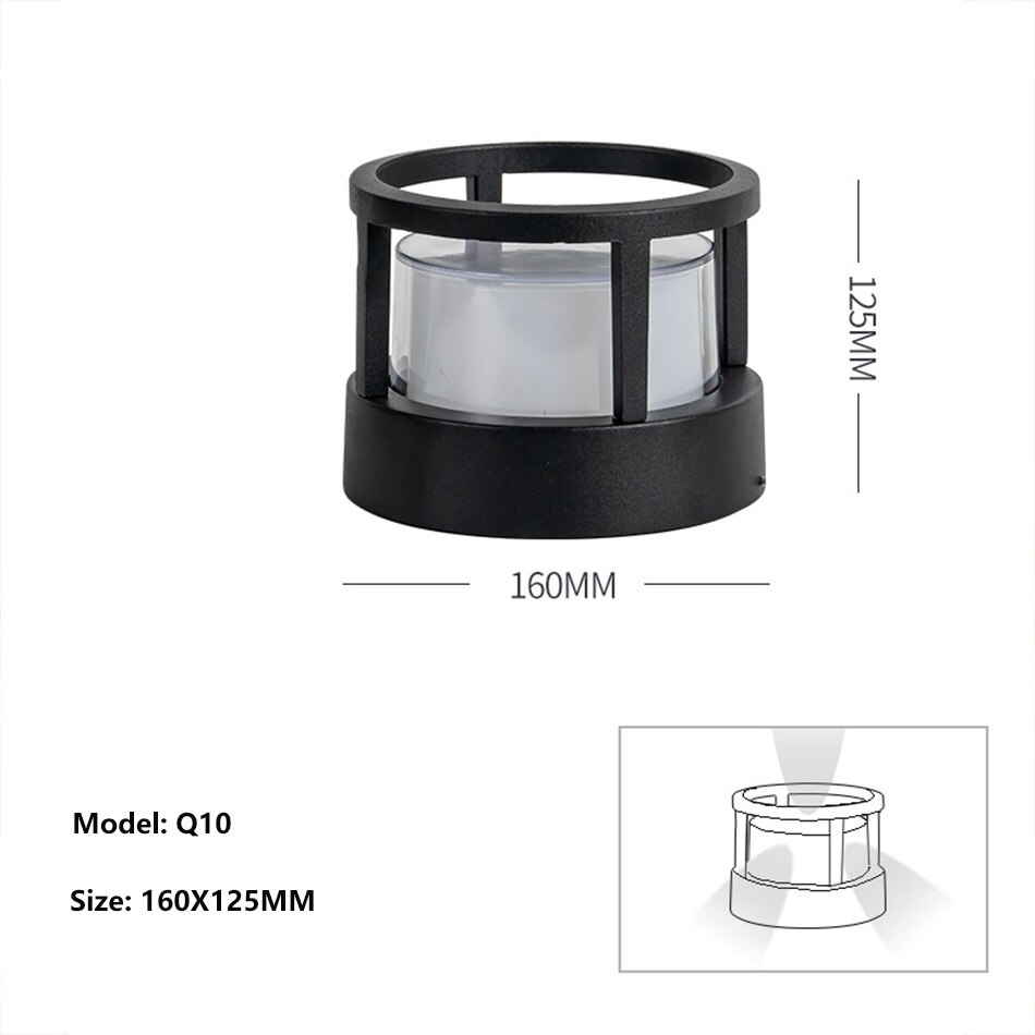 Pilier lumineux LED imperméable en aluminium et acrylique, éclairage d&#39;extérieur, luminaire de paysage, idéal pour un jardin, un sentier, une pelouse ou une véranda: Round Q10
