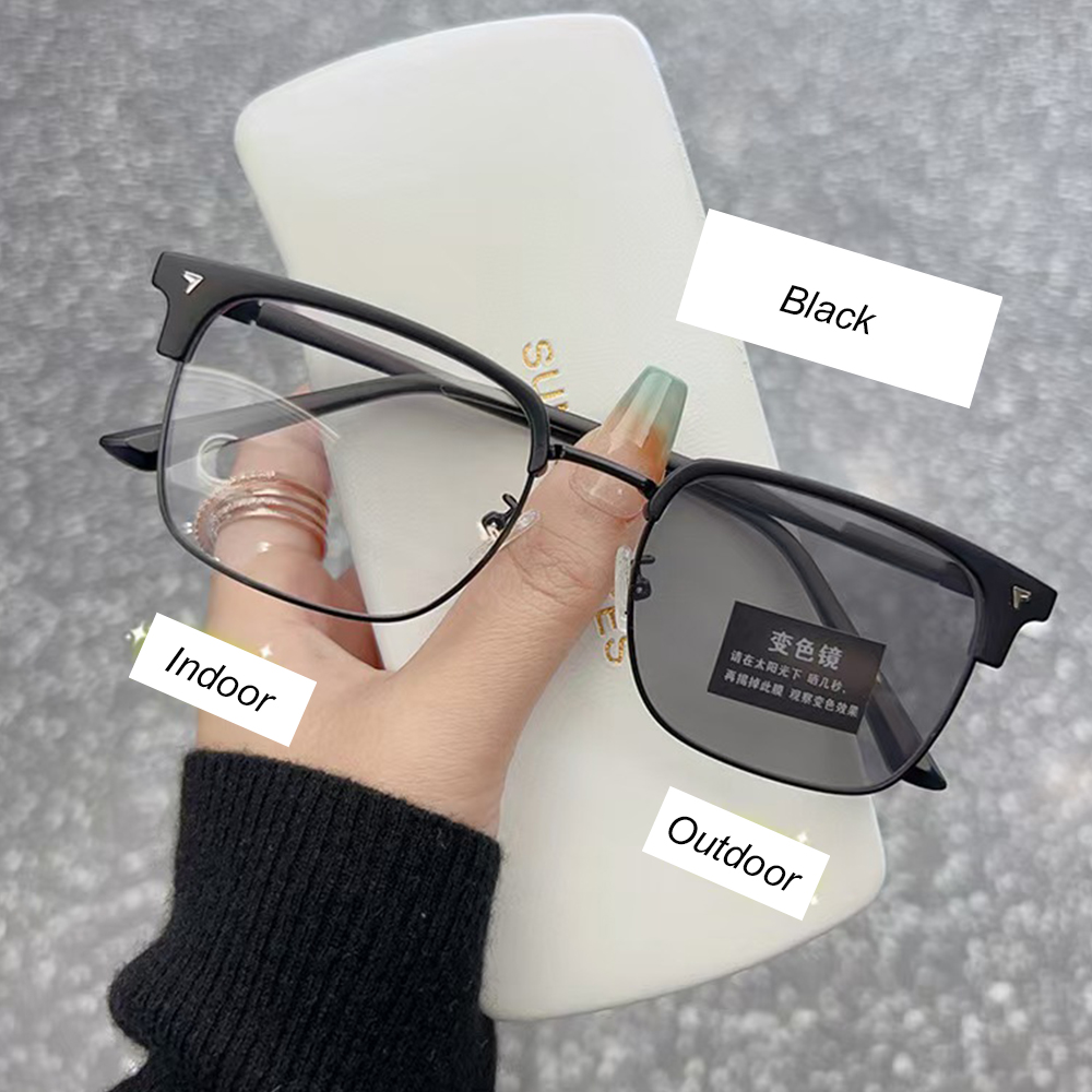 Modne fotochromowe okulary z kwadratowymi oprawkami Przeciw niebieskiemu światłu klasyczny okulary dla kobiet Oświetlenie okulary dla mężczyzn Okulary zmieniające komputer: Czerwony