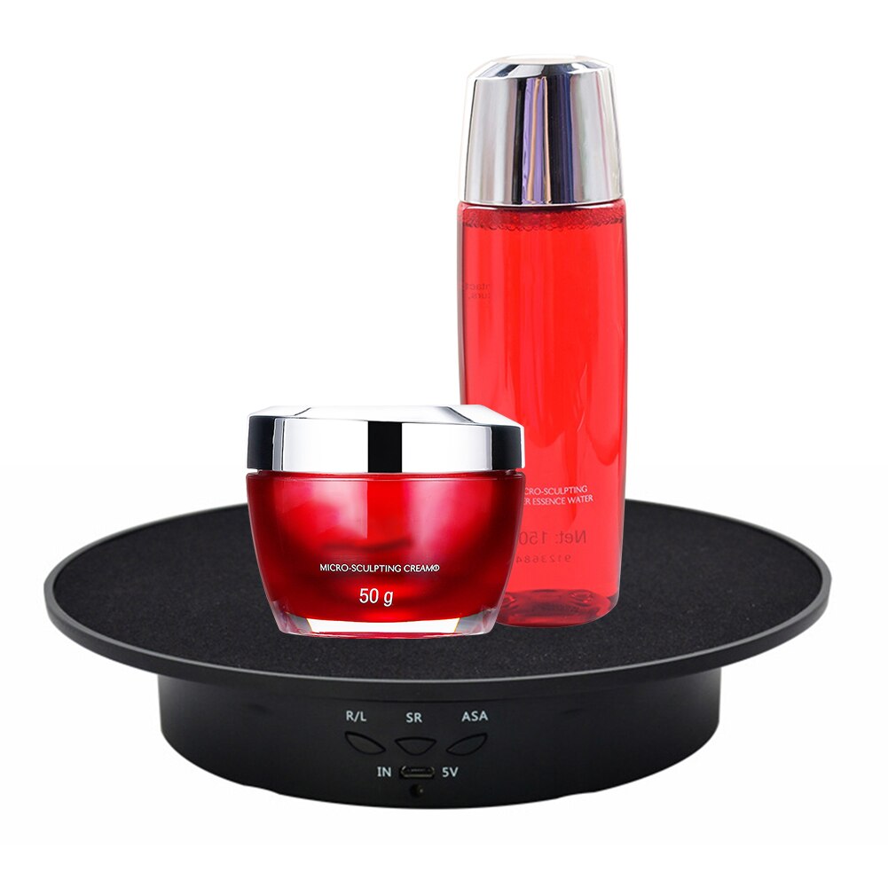 3 Speeds 20cm Intelligent Electric Rotating Display Stand Mirror Turntable Jewelry Holder Battery/USB Power