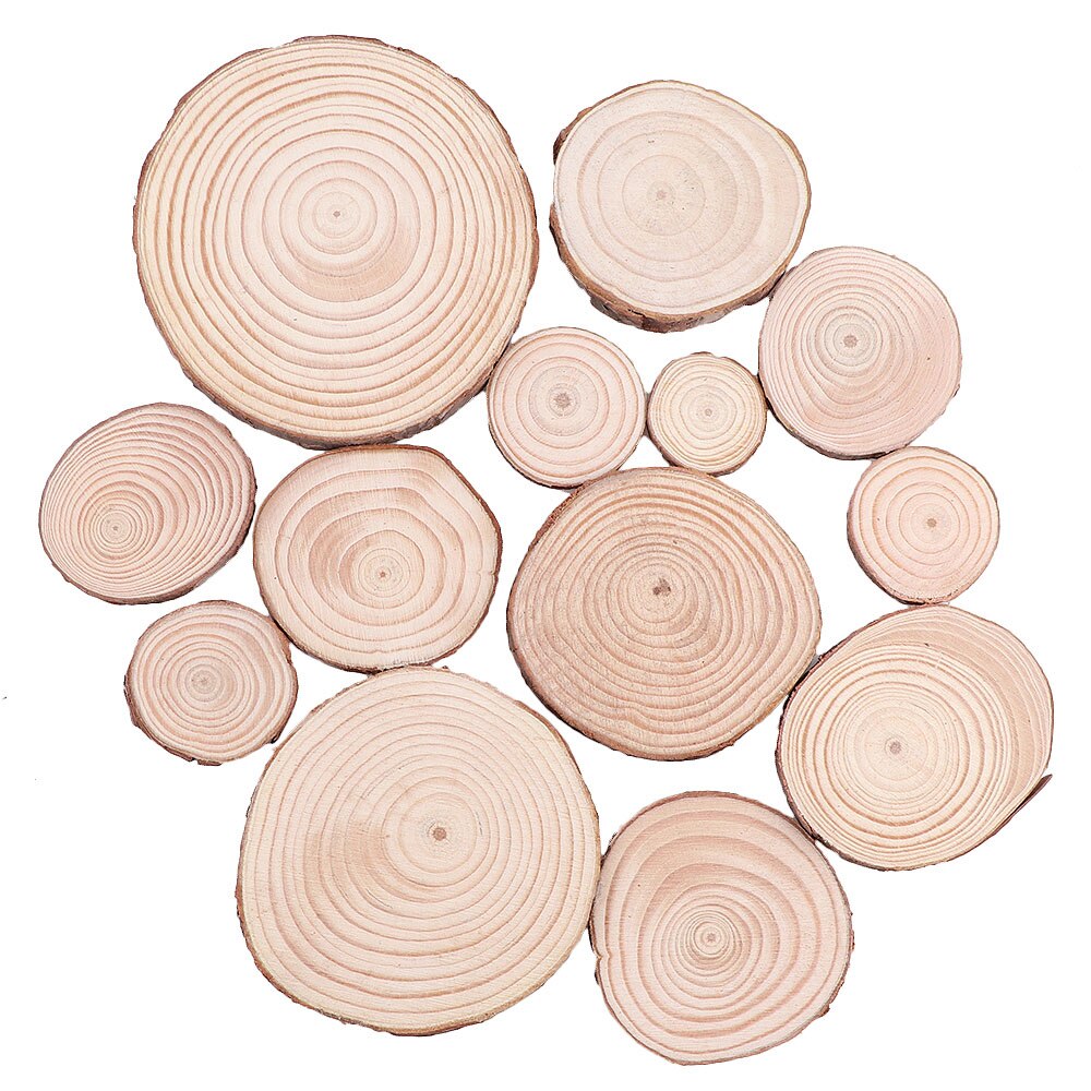 3-12cm Thick 1 Pack Natural Pine Round Unfinished Wood Slices Circles With Tree Bark Log Discs DIY Crafts Wedding Party Painting