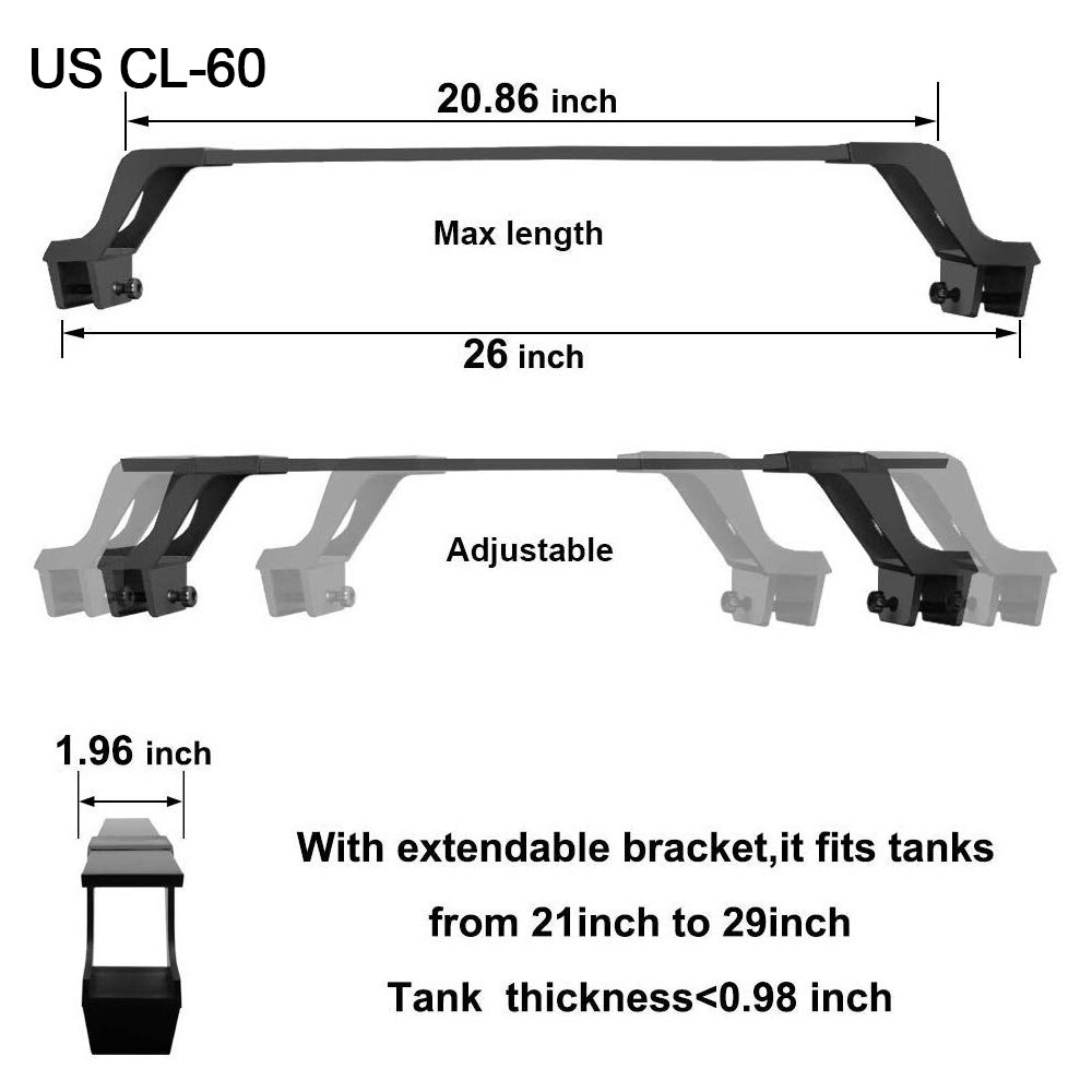 LED Aquarium Light Clip on Fish Tank Light with Extendable Bracket White and Blue LEDs Lamp Supply: US CL-60