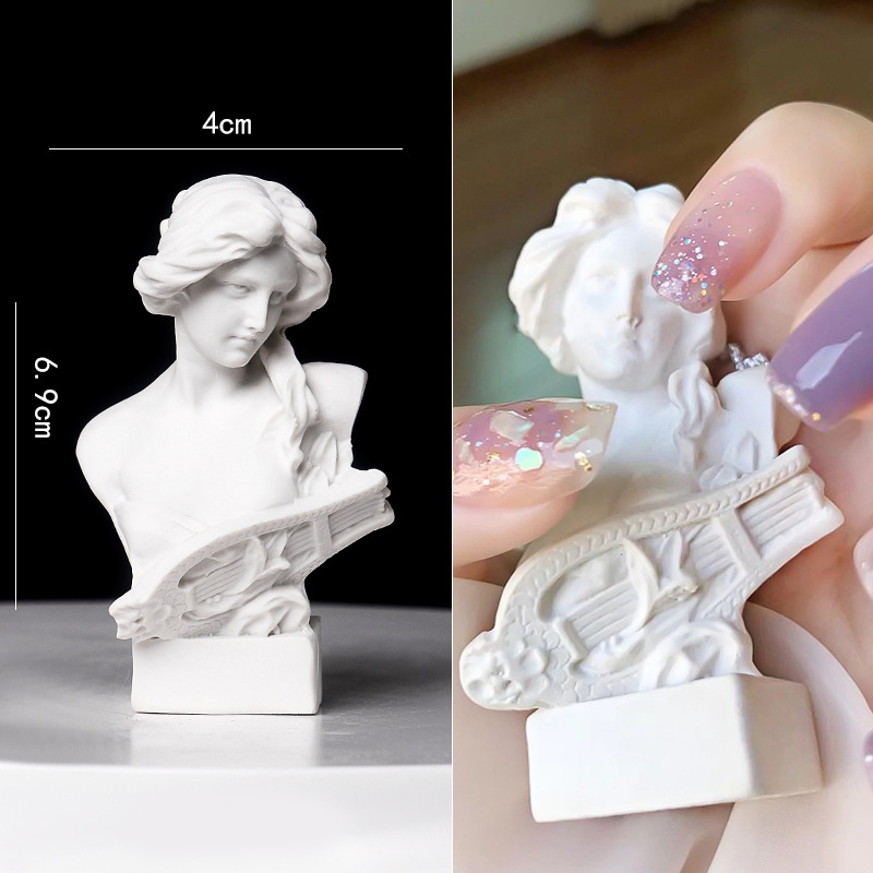 Mini estatua artística para decoración de uñas, herramientas de accesorios para fotos de uñas, herramienta de fotografía de exhibición de puntas de esmalte de uñas de gel: Gris claro