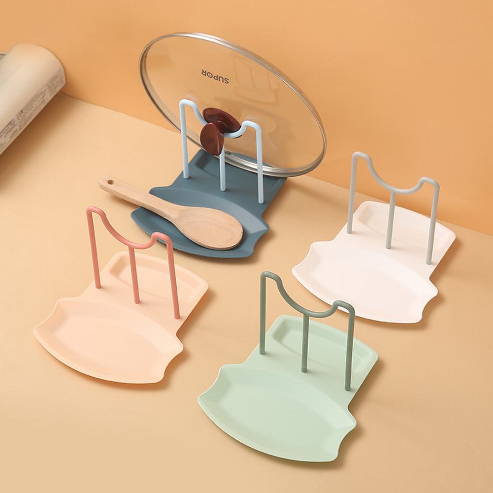 2/12 stk plastik grydelåg stativ klip komfur gryde låg ramme stativ til opbevaring af grydelåg fade opbevaring organizer holder
