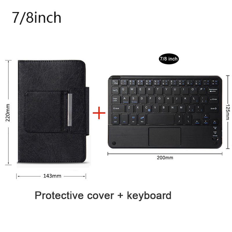 Touchpad Draadloze Bluetooth Toetsenbord Met Lederen Case Voor Ipad Tablet Telefoon Universele Draagbare Mini Draadloze Bluetooth Toetsenbord: Pewter