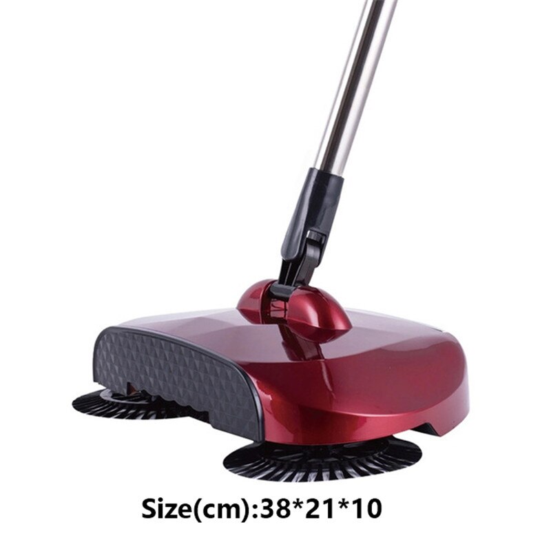 Automatische Veegmachine Machine Hand Push Magische Bezem En Stoffer Set Dweilen Machine Rvs 3 In1 Household Cleaning Tools: Rose red and dark