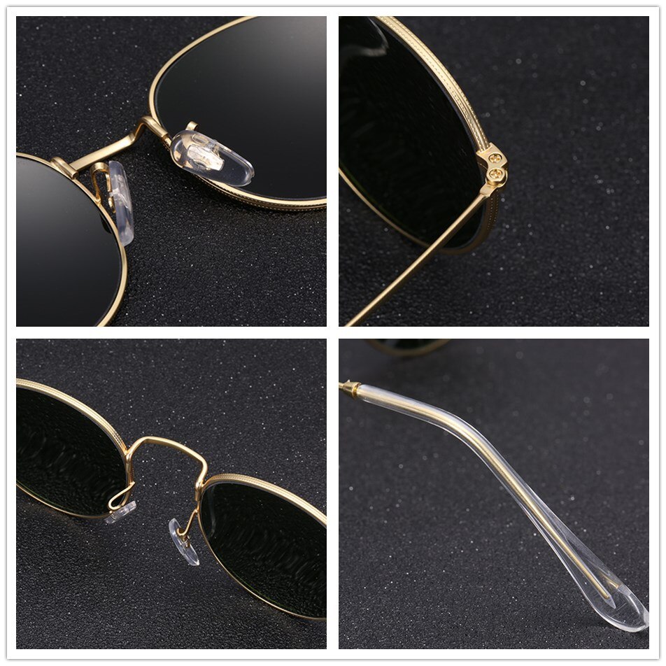 GLASS Lens UV 400 Small roungd metal MEN WOMEN Sunglasses Gothic Steampunk Sunglasses Mens Womens Retro Vintage Round Eyewear