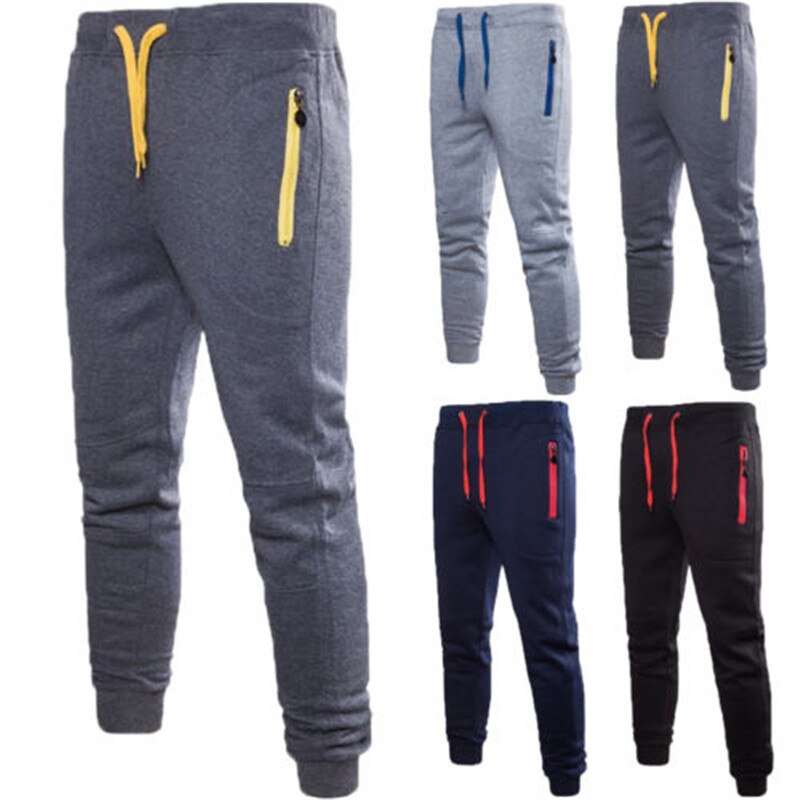 hommes Sport Joggers Hip Hop Jogging Fitness pantalon décontracté poche fermeture éclair pantalon pantalon