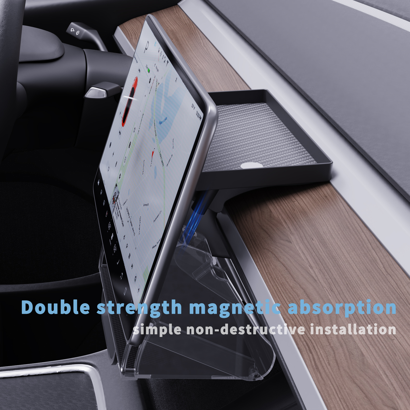Verborgen opbergorganizer onder scherm, compatibel met Telsa Model 3, model Y 2024 | Past niet op 2024 Model 3 (Highland)