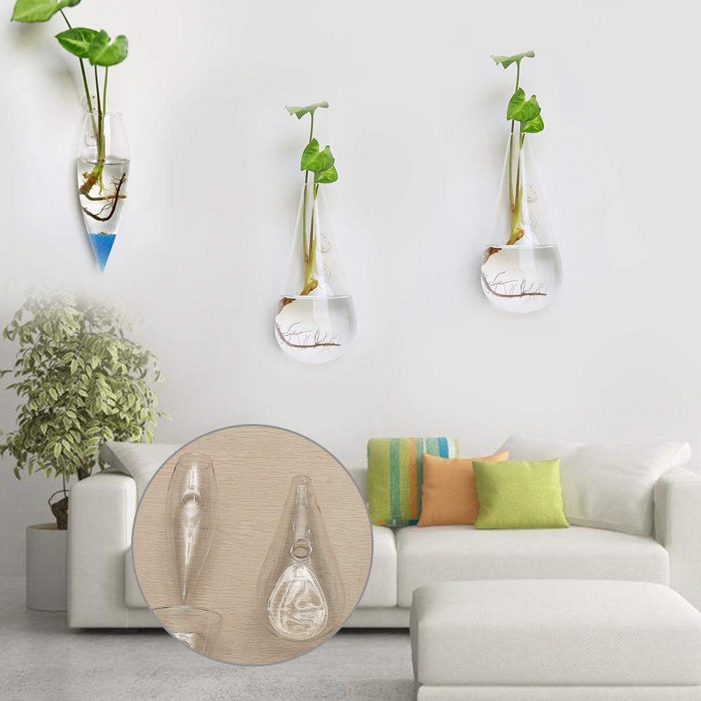 Hængende klart hjem glas vægmonteret hængende vase flaske plante blomsterkugle indretning terrarium diamant stil