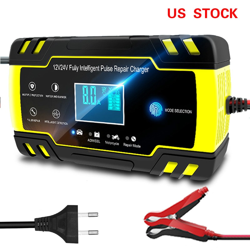 12V/24V 8A Full Intelligent Pulse Repair Changer Digital Touch LCD Display Car Battery Charger Wet Dry Lead Acid Battery-charger