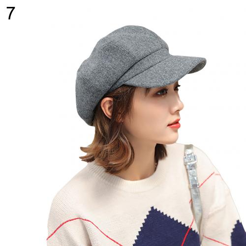 SALES! British Style Felt Solid Color Wide Brim Women Beret Autumn Winter Warm Peaked Cap Hat Artist Easy-matching: Gray