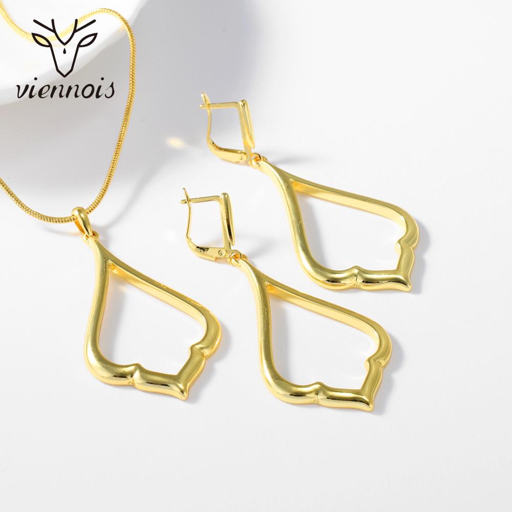 Viennois Vergulde Sieraden Sets Voor Vrouwen Minimalistische Geometrische Water Ketting En Oorbellen Dubai Sieraden Sets Voor Bruid