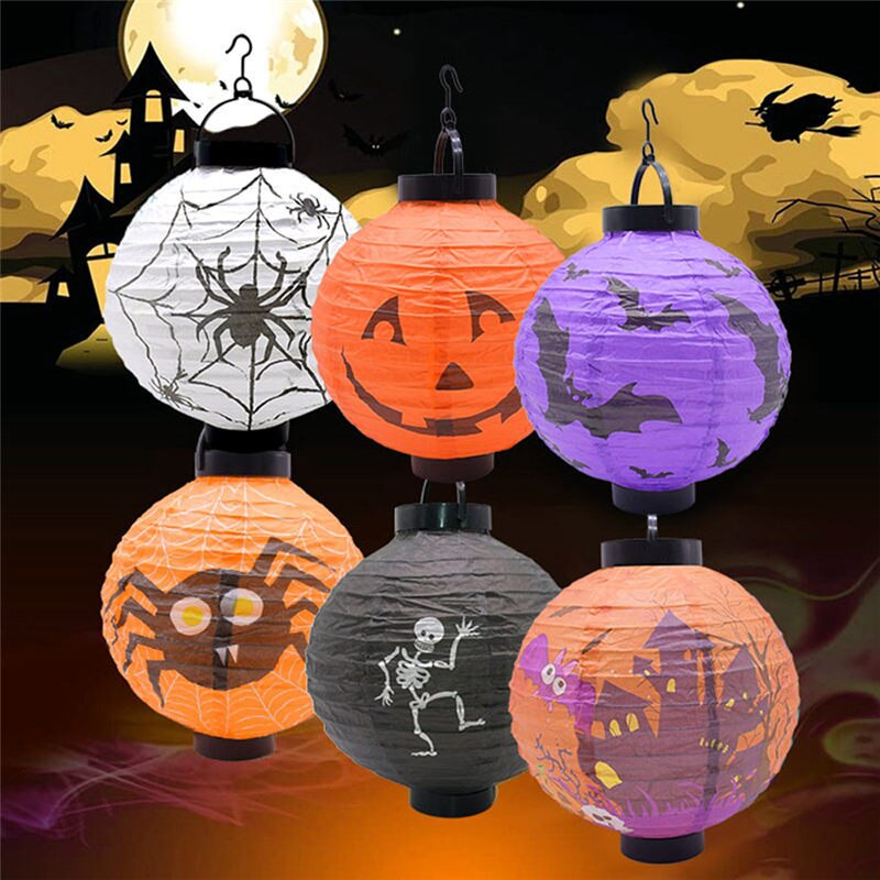 1PC Halloween Pumpkin Round Chinese Paper Lantern Party Decor Craft DIY Hanging Lantern Ball Party Scary Supplies U3