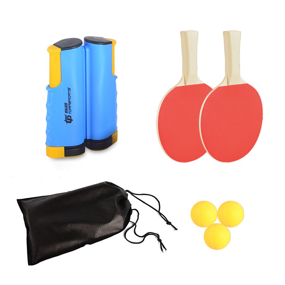 Portable Table Tennis Net and Post Sets with Extendable Mini Posts Bats Balls Ping Pong Paddle Set Training Accessories: blue