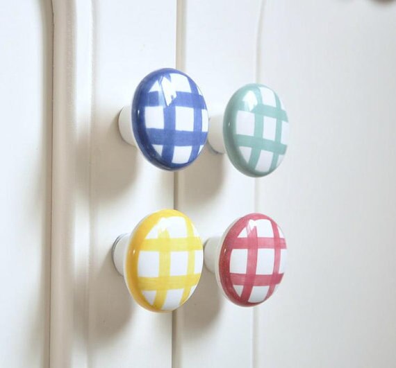 Ceramic Knobs Kitchen Cabinet Knobs Lattice Drawer Knobs Pulls Handles Cupboard Knob Pull Handle Hardware Yellow Blue Red Green