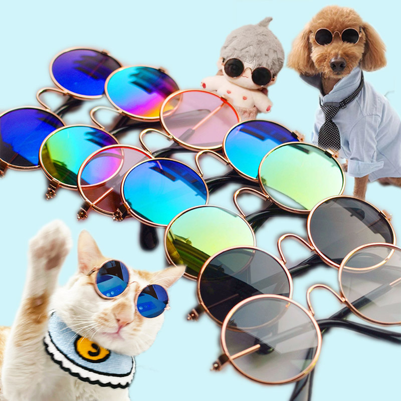 Mooie Vintage Ronde Kat Zonnebril Reflectie Oog Slijtage Bril Voor Kleine Hond Kat Huisdier Foto 'S Huisdier Producten Rekwisieten Accessoires