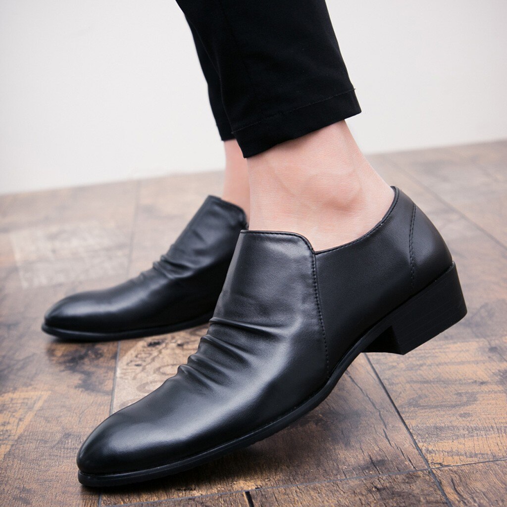 Men's Business Leather Dress Shoes Autumn Formal Formal Oxfords Low Heel Mens Office Slouchy Work Shoes England Style