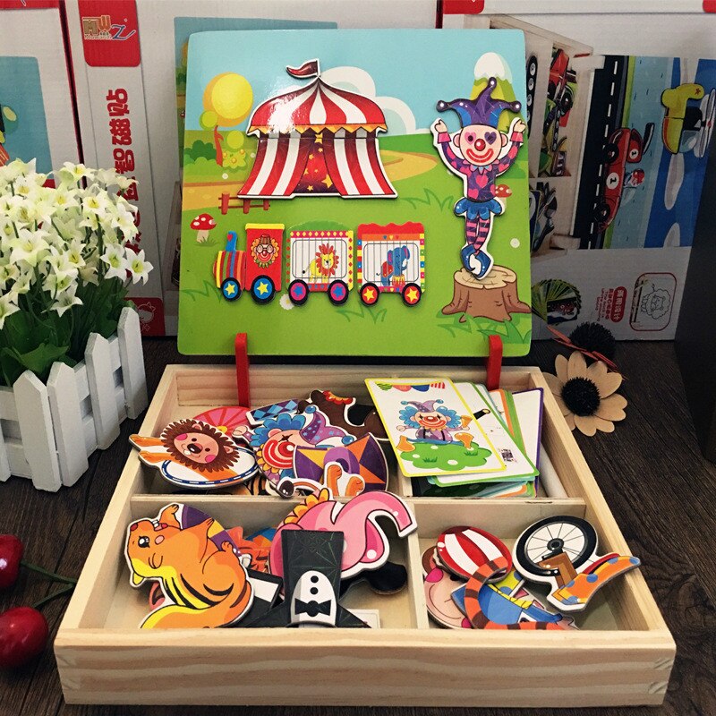 Diversifizierung Cartoon Holz 3D Puzzle Spielzeug für Kinder Pädagogisches Zeichen/Transport/Circu/BuildingToy: WJ-JM-PT-23