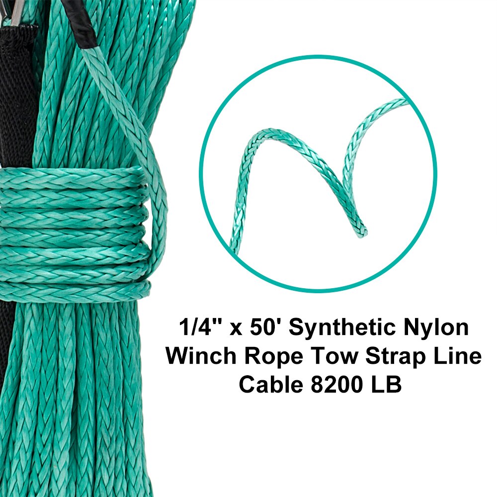 Carbole green synteettinen vinssin köysi köysi 6mm x 15m raskaaseen käyttöön 10000 ibs uhmwpe köysi vaipalla auton tarvikkeet