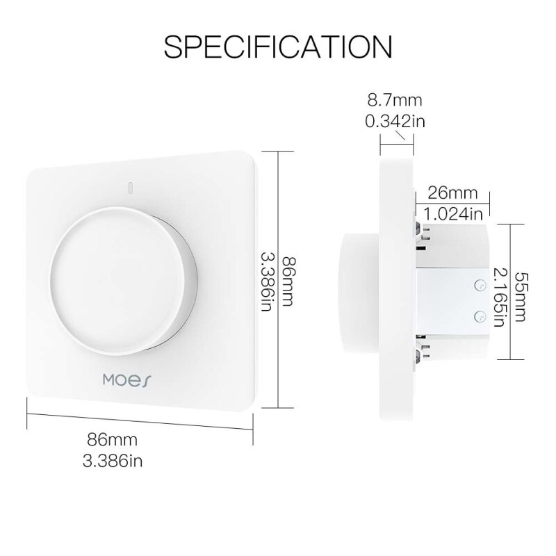 EU WiFi Smart Rotary Light Dimmer Switch 100-240V tuya/smart life APP Remote Control Works with Alexa Google home