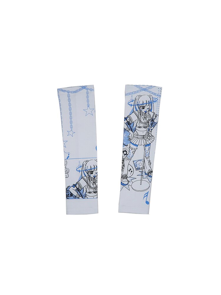 Banda Harajuku Retro deportiva manga de compresión para brazo, calentador de brazo para ciclismo, protección UV para voleibol, bandas de protección solar, Verano: Bai02