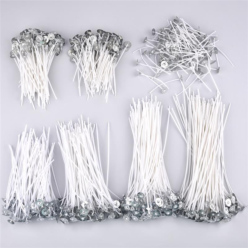Mèche de bougie en fil de coton ciré de plusieurs tailles, 100 pièces/ensemble, mèche et support sans fumée, ensemble de fabrication de bougies, accessoires, support de mèches