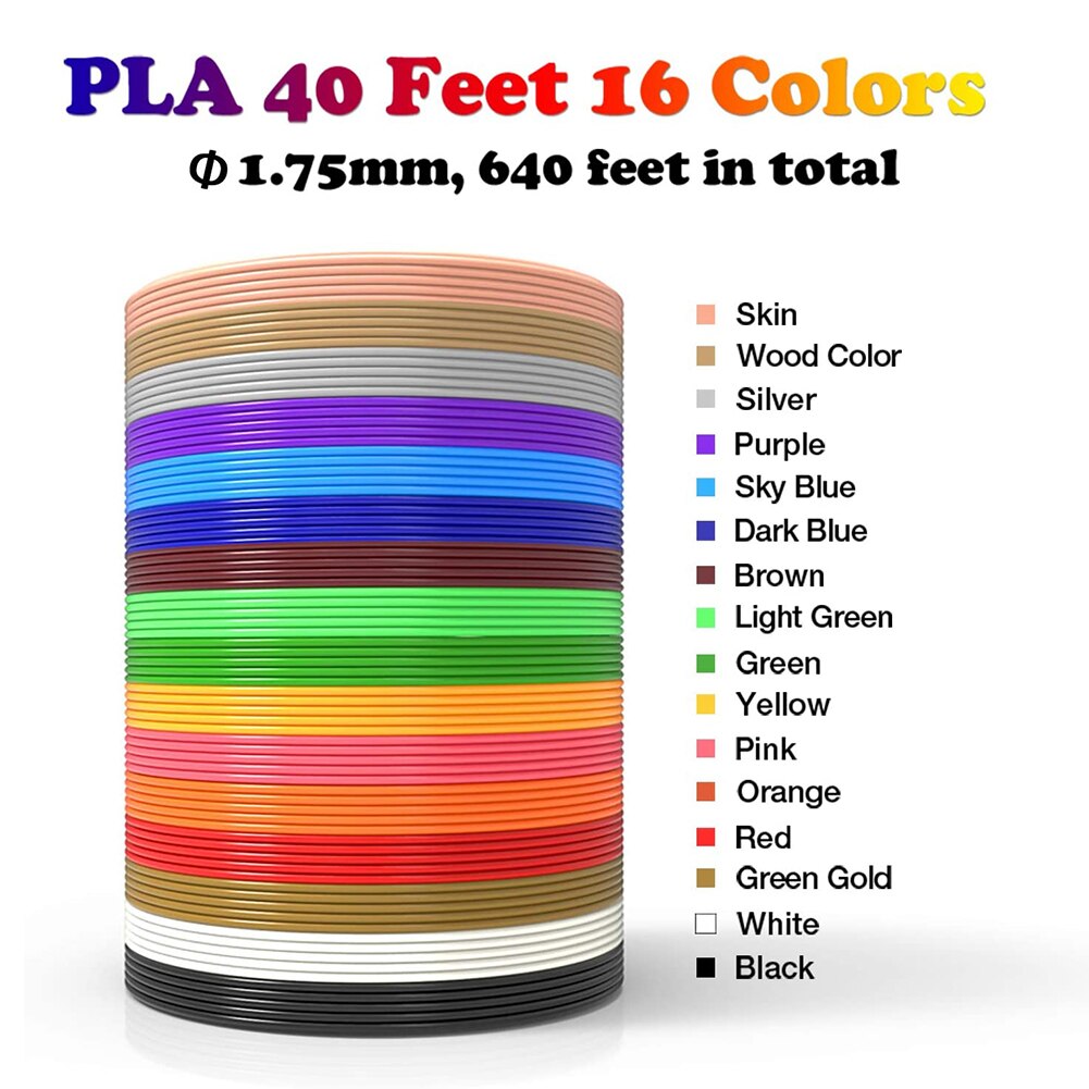 16 Kleuren 2.5M Pla Gloeidraad 1.75Mm Pla Voor 3D Printer Pla Materiaal Voor 3D Afdrukken Filamento Pla 3d printer Filament.