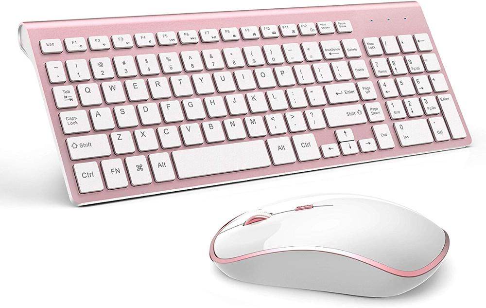 Wireless Keyboard and Mouse Suite USA / FR (AZERTY) pink Keyboard is Suitable For Mac Windows UNIX System USB Plug And Play: US