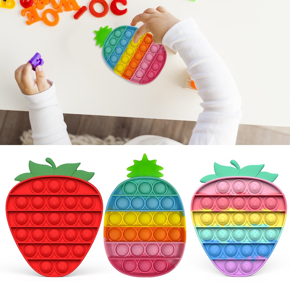 Cartoon Fruit Push Bellen Zintuiglijke Speelgoed Zachte Autisme Anti-Stress Speelgoed Vroege Onderwijs Puzzel Wasbare Stress Squeeze Speelgoed