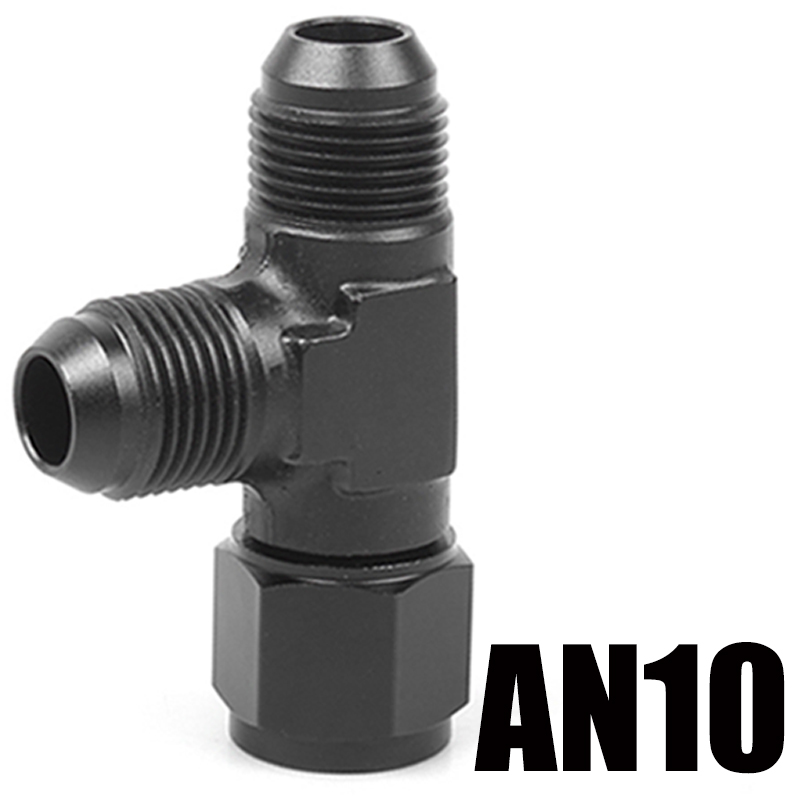 An4 an6 an8 an10 an12 universella aluminiumslang-t-kopplingar hane till hane hona t-koppling på sidan gängad koppling adapter svart: Silver-