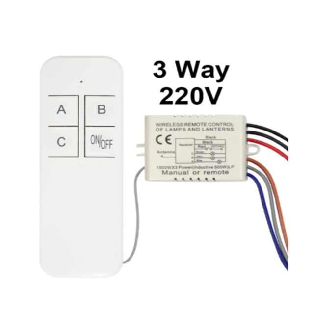 Qiachip Draadloze Afstandsbediening Lichtschakelaar 220V Ontvanger Zender Op/Off Digitale 1/2/3 Way Muur Afstandsbediening schakelaar Lamp: 3 Way 1 Set-220v