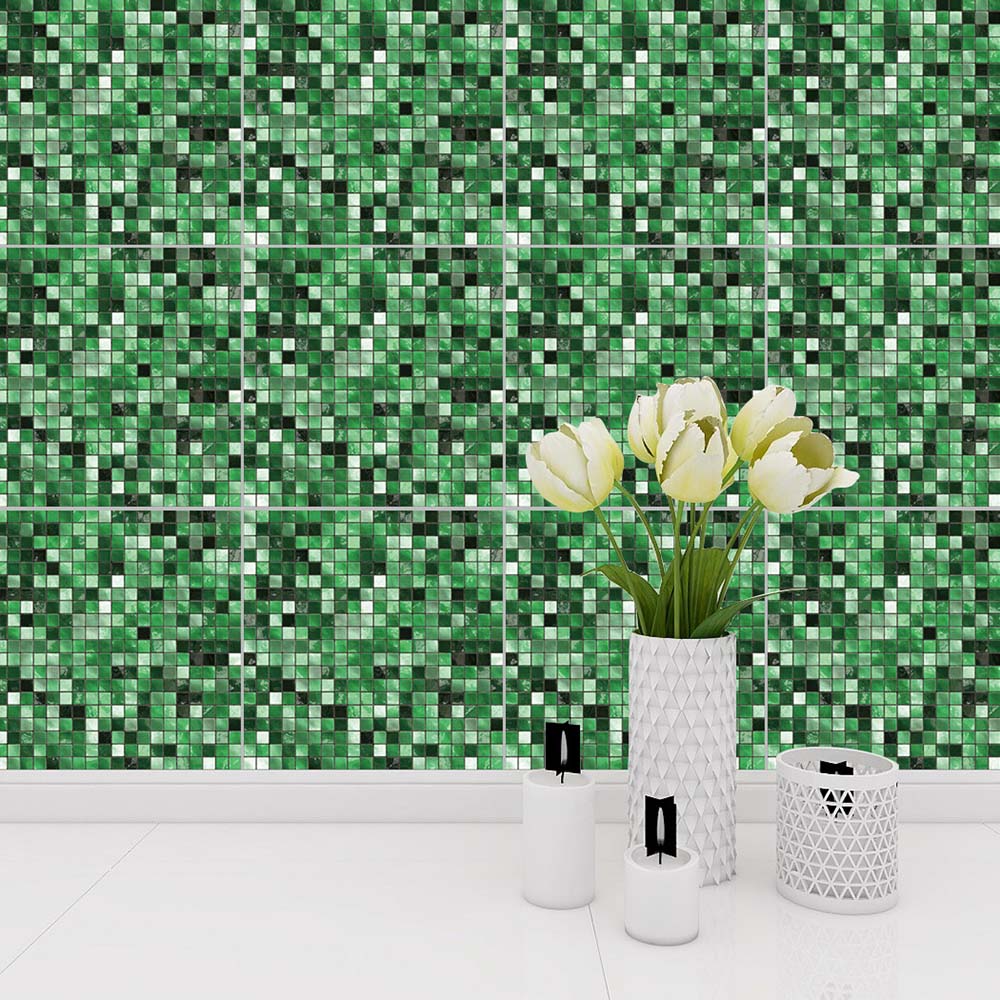 Grön 10 st mosaik kakel klistermärke självhäftande självhäftande kök badrum heminredning anti-vatten modern kristall vinyl kakel papper