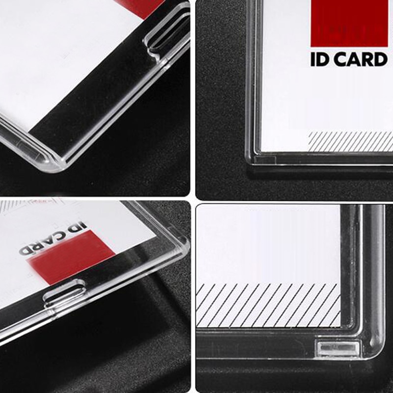 10 Pcs/lot Vertical Acrylic Badge Holder Double Card ID Transparent Name Card Case with Lanyards Company Office Supply