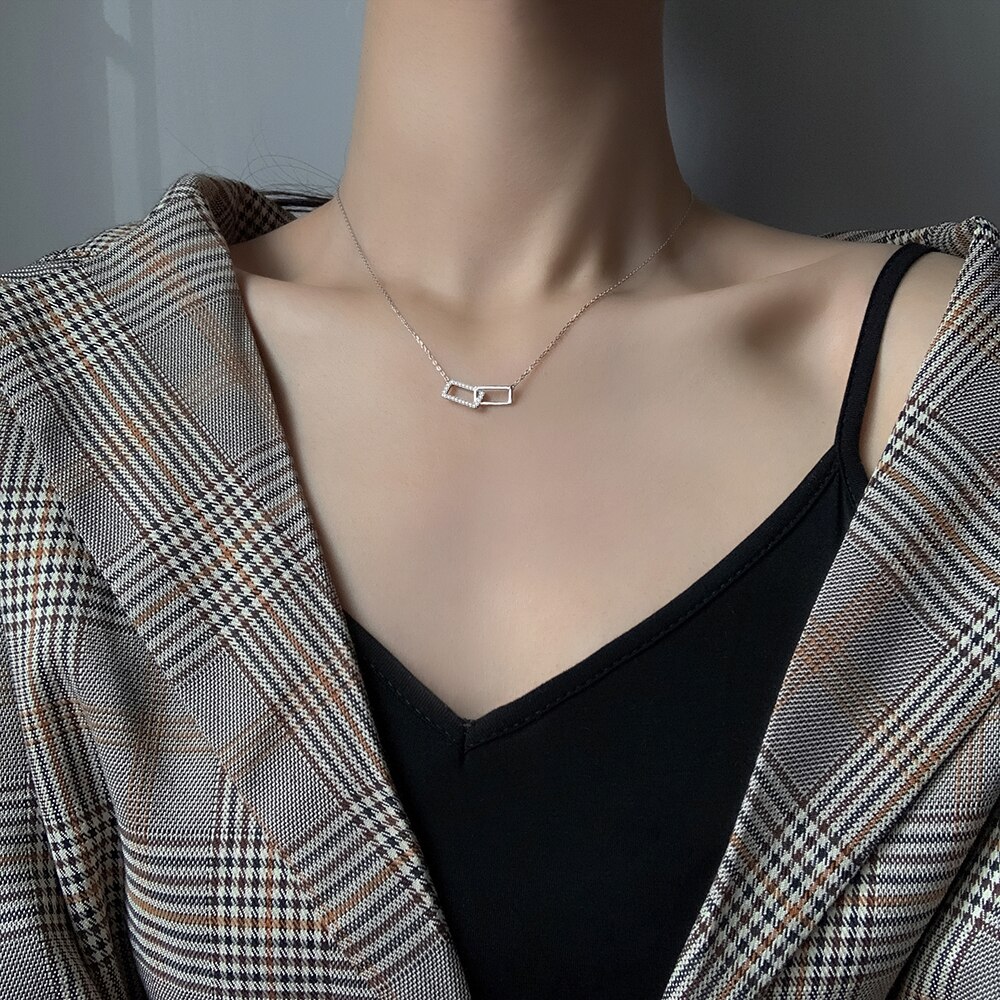 Classic Geometrische Rechthoekige Gesp Korte Ketting Voor Vrouw Koreaanse Mode-sieraden Party Meisje Sexy Choker Ketting