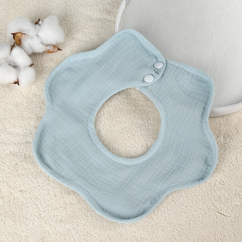 Baby Petal Bib Newborn Absorbent Cotton Saliva Towel Infant Boy Girl Feeding Burp Cloth Bandana Scarf Toddler 360 Rotate Bibs: Blue