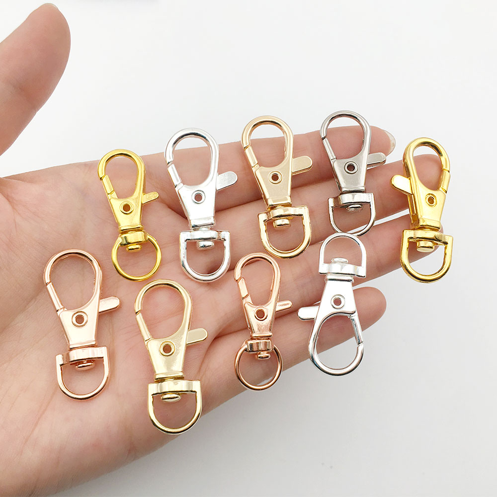 Ganchos de broche de langosta chapados en oro de aleación de Zinc clásico, para bricolaje, llavero, collar, pulsera, accesorios para hacer joyas, 6 colores, 10 unids/lote