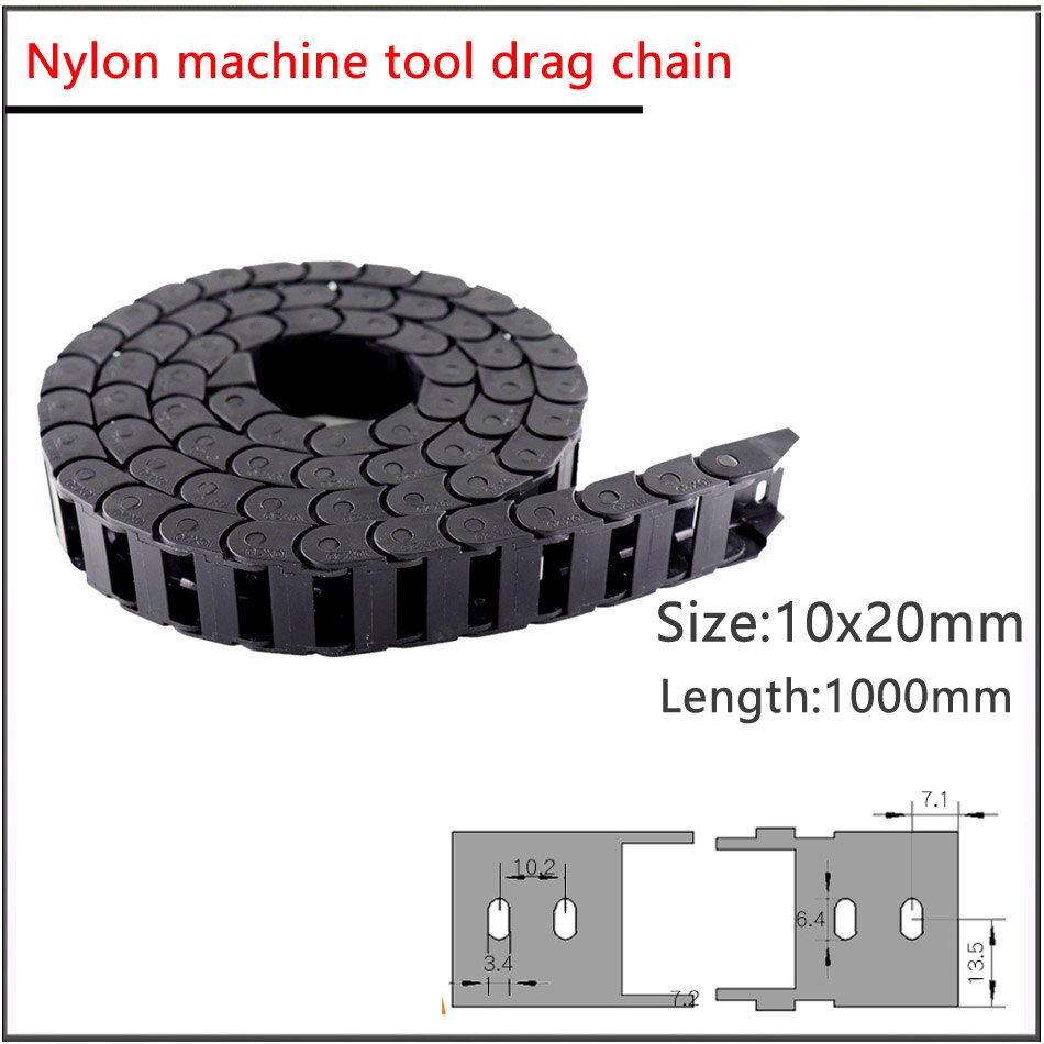 Connecteurs d'extrémité de chaîne de câble en Nylon pour machine à graver CNC, 10x10 10x20 15x20 15x30 15x40mm L1000mm: 10x20mm L1000mm