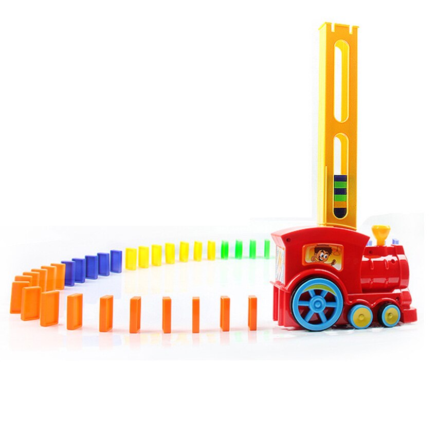 Dominó tren juguetes automática de 60 piezas de dominó con la carga de cartucho de luces y sonido para el de los niños chico