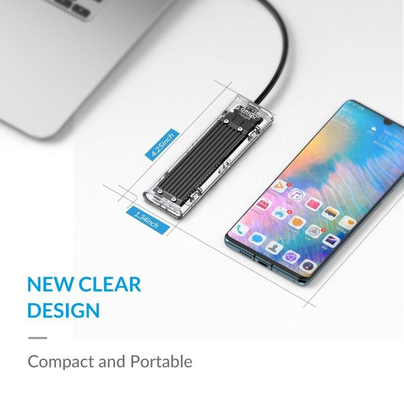 ORICO – boîtier M.2 vers USB Type C, disque dur Transparent, adapté au NVME NGFF SATA M/B Key Ssd TCM2-C