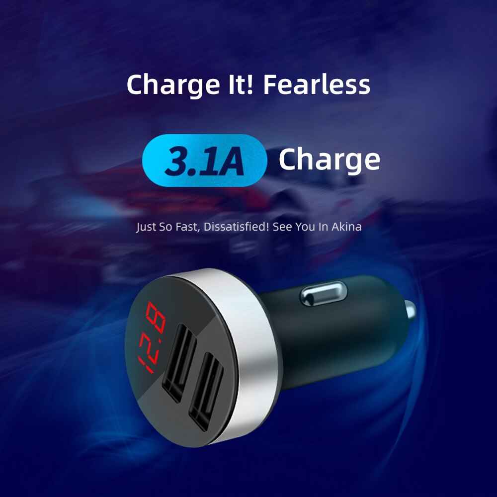 Intelligentes dual-usb-autoladegerät mit schnellladefunktion und  mp3 audioplayern für mobiltelefone, multifunktional für iphone, samsung, huawei und tablets