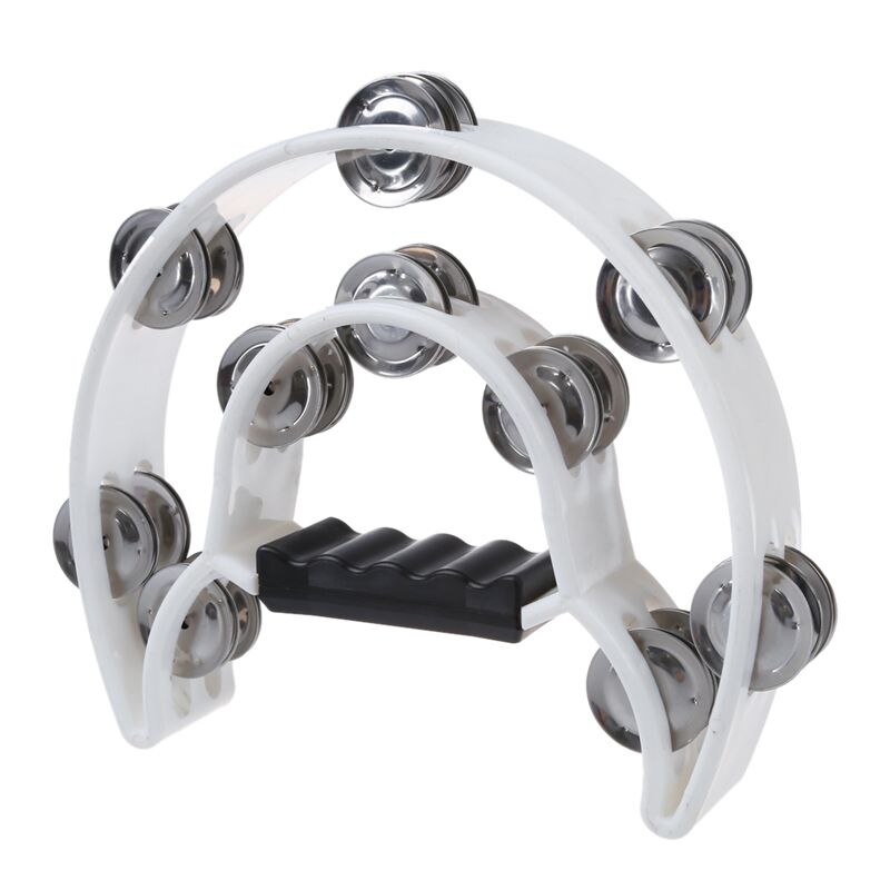 Double Row Half Moon Musical Tambourine Percussion Drum White Party KTV