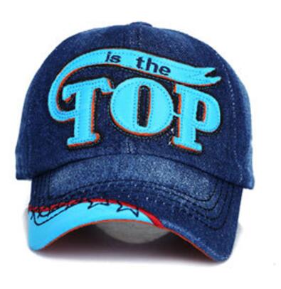 Kinder TOP JUNGE Sommer Baseball Caps Jungen Mädchen Im Freien Sport Sonnenhut Hysterese Kappe Brief Denim Hip Hop Hut Für kinder: blue top